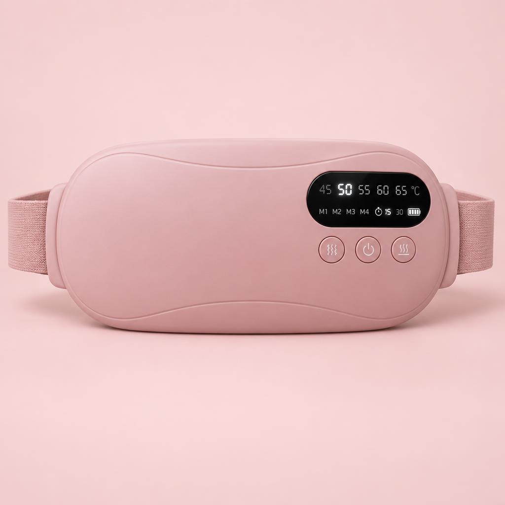 Ceinture chauffante menstruelle rose avec écran digital